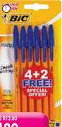 Bic Orange Fine Or Crytal Medium Pens-Per Pack
