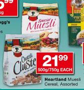 Heartland Muesli Cereal Assorted-500g/750g Each
