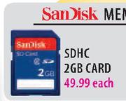 SanDisk SDHC 2GB Card-each