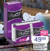 Always Platinum Pads Duo pack(14's,16's or20's) And Pantyliners-20's Pack 