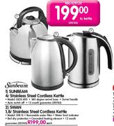 Swan Stainless Steel Cordless Kettle-1.8Ltr Each