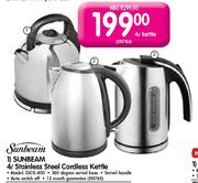 Sunbeam Stainless Steel Cordless Kettle-4Ltr Each
