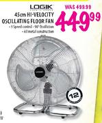 Logik 45cm Hi-Velocity Oscillating Floor Fan
