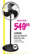 Logik 45cm Hi-Velocity Pedestal Fan 