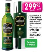 Glenfiddich 12 Yo Special Reserve Single Malt Scotch Whisky In Gift Tin-12x750ml