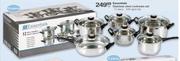 Essentials Stainless Steel Cookware Set With Glass Lids-12 Piece