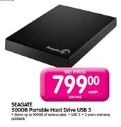 Seagate 500GB Portable Hard Drive USB 3-Each