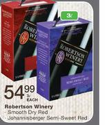 Robertson Winery Johannisberger Semi-Sweet Red -3Ltr Each