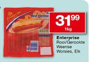 Enterprise Rool/Gerookte Weense Worsies-1Kg Elk