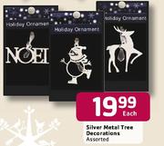 Silver Metal Tree Decorations Assorted Each