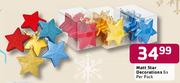 Matt Star Decorations-6's Per Pack
