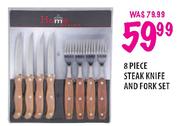 Steak Knife & Fork Set-8 Piece