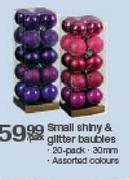 Small Shiny & Glitter Baubles-20-Pack