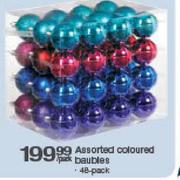 Assorted Coloured Baubles-48-Pack