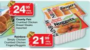 Rainbow Simply Chicken,Crumbed Chicken Fingers/Nuggets-400g Each