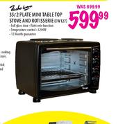 2 Plate Mini Table Top Stove And Rotisserie(FW127)-35Ltr