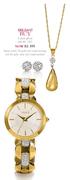 Tempo Watch,9ct Gold And Crystal Earrings And 9ct Gold,Silver And Crystal Pendant