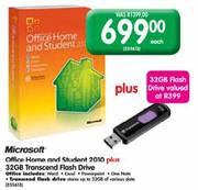 Microsoft Office Home & Student 2010 Plus 32GB Transcend Flash Drive