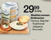 Mediterranean Delicacies Humus Stacker Traditional/Jalapeno/Avocado-3x120g