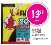 Flip File 20 Pocket A4 Display File-Each
