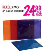 Rexel 5 Pack A5 Carry Folders-Per Pack