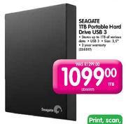 Seagate Portable Hard Drive USB 3 - 1TB