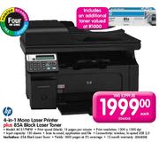 HP 4-in-1 Mono Laser Printer(M1217NFW) plus 85A Black Laser Toner