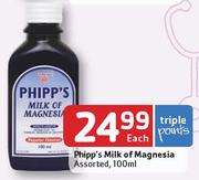 Phipp's Milk Of Magnesia Assorted-100ml Each