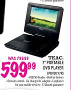 TEAC 7" Portable DVD Player(PDVD777R)