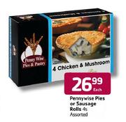 Pennywise Pies Or Sausage Rolls Assorted-4's Each
