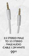 Stuff 3.5 Stereo Male To 3.5 Stereo Male Audio Cable-1.2m White