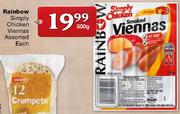 Rainbow Simply Chicken Viennas Assorted-500g Each