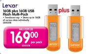 Lexar 16GB plus 16GB USB Flash Multi-Pack-Per Pack