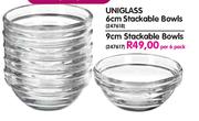 Uniglass Stackable Bowls-9cm Per 6 Pack