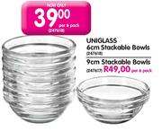 Uniglass Stackable Bowls-6cm Per 6 Pack