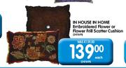 In House In Home Embroidered Flower Or Flower Frill Scatter Cushion Each