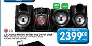 LG 2.1 Channel Mini Hi-Fi With Ipod 30 Pin Dock Each