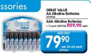 Great Value AA Alkaline Batteries-Per 24's pack