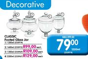 Classic Footed Glass Jar-1200ml
