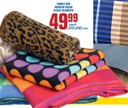 Single Bed Printed Polar Fleece Blankets-125x150cm Each