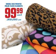 Double Bed Printed Polar Fleece Blankets-200x200cm Each