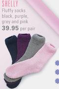Shelley Fluffy Scocks Black, Purple, Grey And Pink-Per Pair