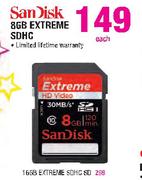 Sandisk 8GB Extreme SDHC-Each