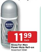 Nivea For Men Power Male Roll-On Assorted-50ml Each