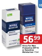 Nivea For Men Protective SPF 15 Or Sensitive Moisturiser-75ml Each