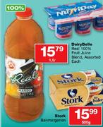 Dairybelle Real 100% Fruit Juice Blend Assorted-1.5L Each