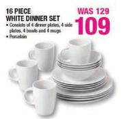 16 Piece White Dinner Set-Per Set