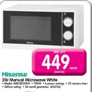 Hisense 20L Manual Microwave White(HMO20GSRW)