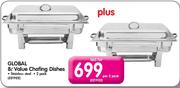 Global 8Ltr Value Chafing Dishes-Per 2 Pack