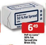PnP No Name 50% Fat Spread Lite Brick-500g